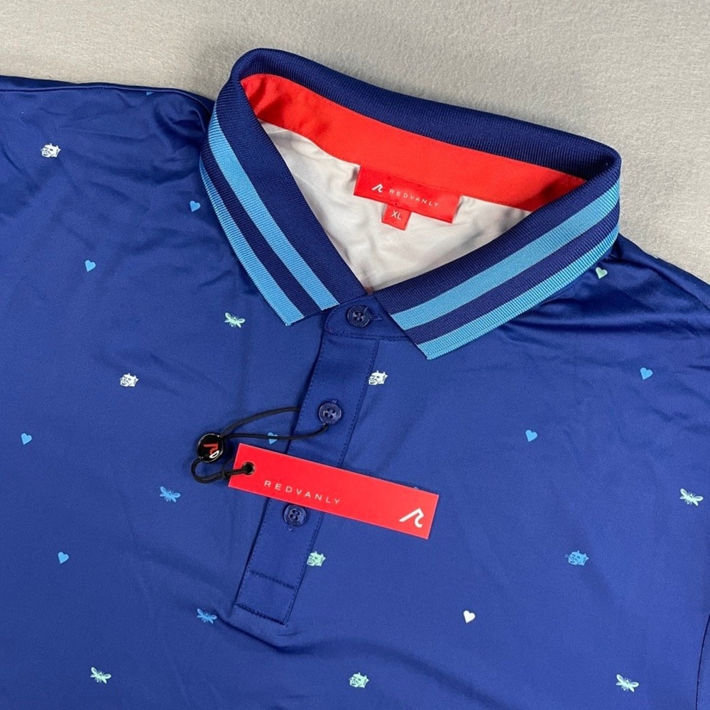 Redvanly XL Golf‎ Polo Shirt Mazarine Blue Athletic Luxury Print Menswear